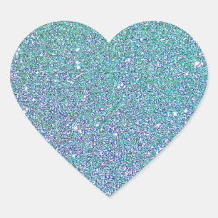 Aquamarines blaues Sparkle-Glitzer Texturmuster Herz-Aufkleber