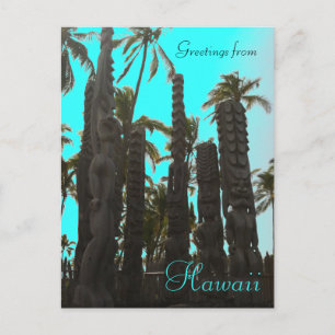 Aquamarines blaues Tii-Thema Begrüßung auf Postkar Postkarte