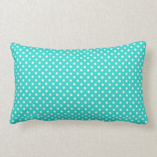 Aquamarines blaues und weißes Polka-Punkt-Muster Lendenkissen