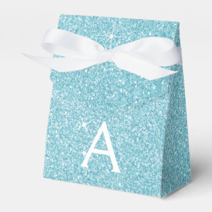 Aquamarines Blue Aqua Glitzer & Sparkle Monogram Geschenkschachtel