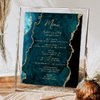 Aquamarines Blue Gold Agate Hochzeitmenü