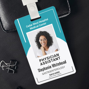 Aquamarines Blue Hospital Medical Employee Foto ID Ausweis