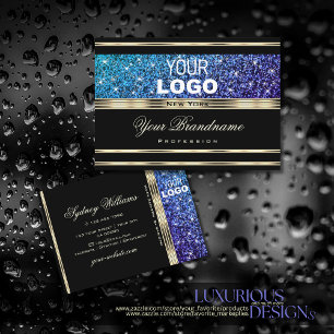 Aquamarines Blue Lila Gradient Glitzer Logo Gold S Visitenkarte