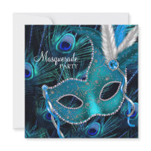 Aquamarines Blue Peacock Masquerade Party