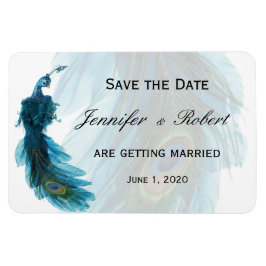 Aquamarines Blue Peacock Plume Wedding Magnet