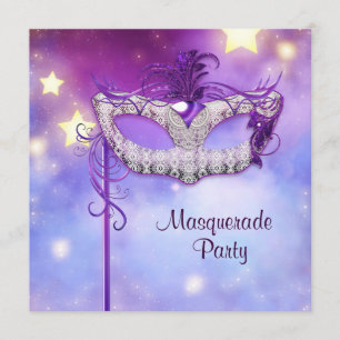 Aquamarines Blue Pink Lila Masquerade Party Einladung