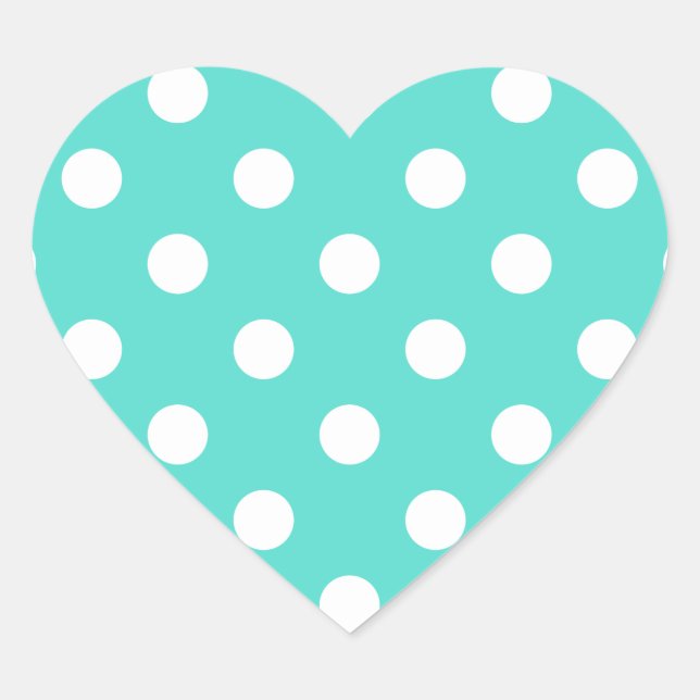 Aquamarines Blue Polka Dot Muster Herz-Aufkleber (Vorderseite)
