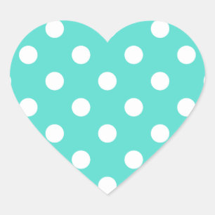 Aquamarines Blue Polka Dot Muster Herz-Aufkleber