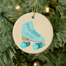 Aquamarines Blue Retro Quad Roller Skate Foto Keramik Ornament