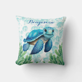 Aquamarines Blue Sea Turtle Seaweed Baby Boy Gesch Kissen