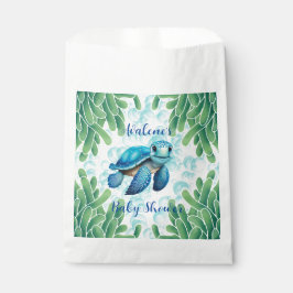 Aquamarines Blue Sea Turtle Seaweed Boy Baby Dusch Geschenktütchen