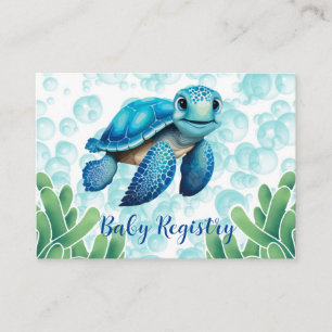 Aquamarines Blue Sea Turtle Seaweed Boy Baby Regis Begleitkarte