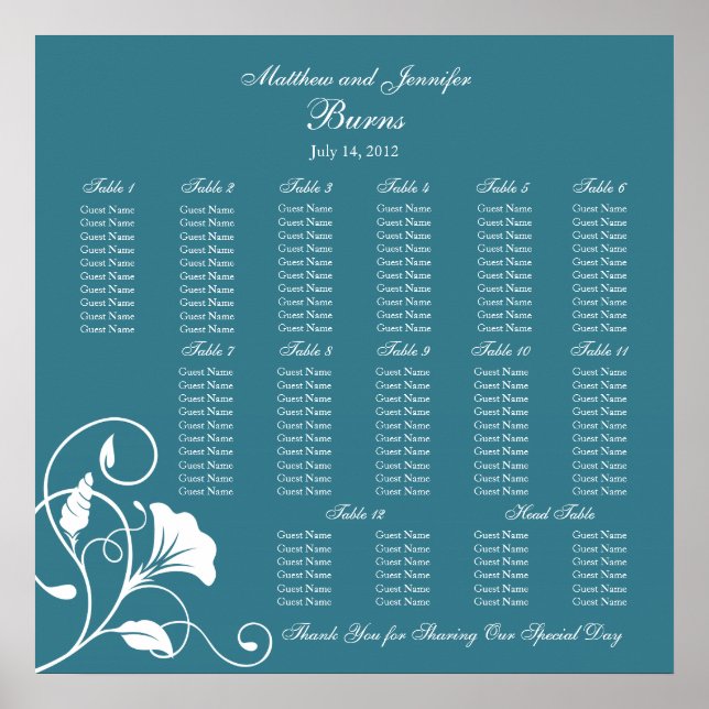 Aquamarines Blue Square Hochzeitssymbol Poster (Vorne)