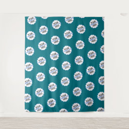 Aquamarines Blue Step-und Repeat Background-Logo Wandteppich