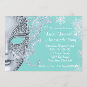 Aquamarines Blue Winter Wonderland Masquerade Part Einladung