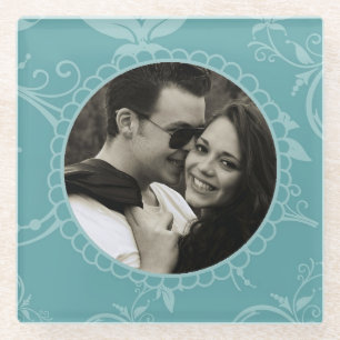 Aquamarines Blumen Glasuntersetzer