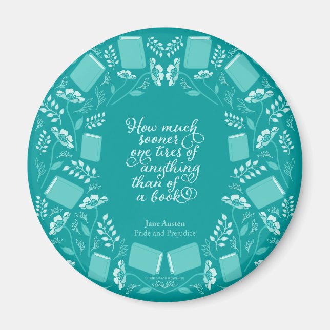 Aquamarines Blumenbuchangebot Jane Austen Magnet (Vorne)