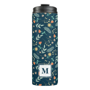 Aquamarines Blumengeschenk für moderne Chic Monogr Thermosbecher