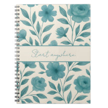 Aquamarines Blumenmuster Inspiration Notebook