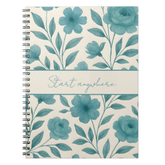 Aquamarines Blumenmuster Inspiration Notebook Notizblock