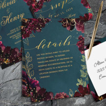Aquamarines Bordeaux Jewel Tone Hochzeitblatt