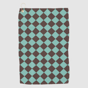 Aquamarines braunes Schachbrett Diamant Muster Golfhandtuch