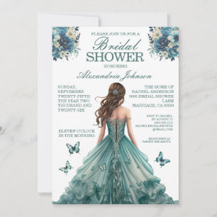 Aquamarines Brautparty Extravagante Kleidung Einla Einladung