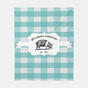 Aquamarines Buffalo Kariert Farm Pig Fleece Blanke