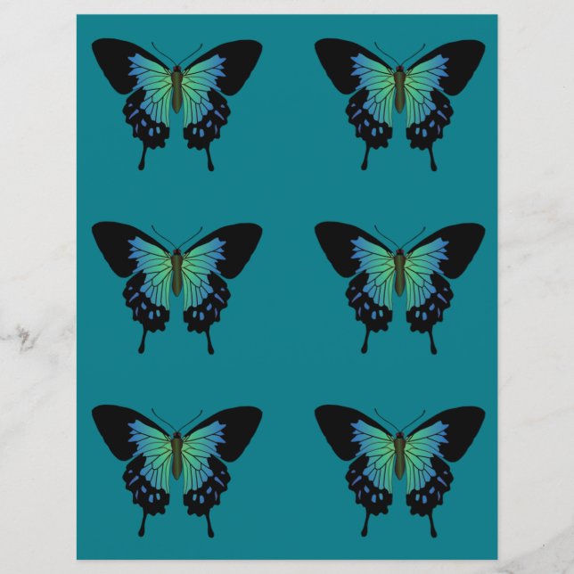 Aquamarines Butterfly-Papier (Vorderseite)
