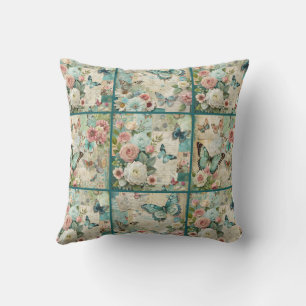 Aquamarines Cockpit Vintages Blumenmuster Kissen