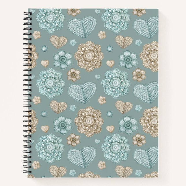 Aquamarines Crochet-Notebook mit Wasserfarbe 8,5"  Notizbuch (Vorderseite)