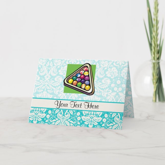 Aquamarines Damast-Billard Karte (Vorderseite)