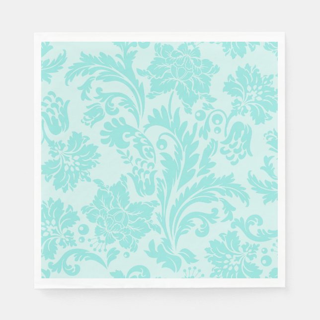 Aquamarines Damastpapier Serviette (Vorderseite)