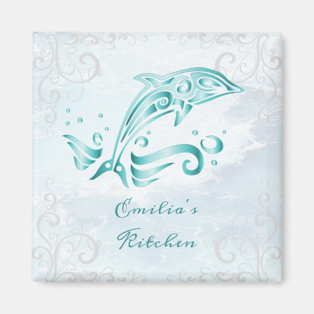 Aquamarines Dolphin Personalisiert Magnet (Vorne)