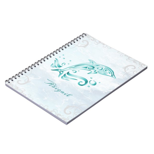 Aquamarines Dolphin-Personalisiert-Notebook Notizblock (Linke Seite)