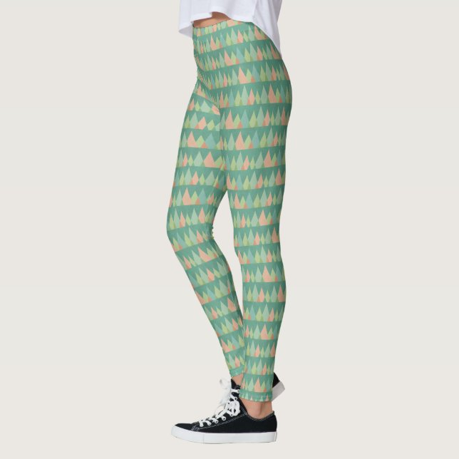 Aquamarines Dreieck-Muster SüdwestenGeo Schritt-| Leggings (Links)