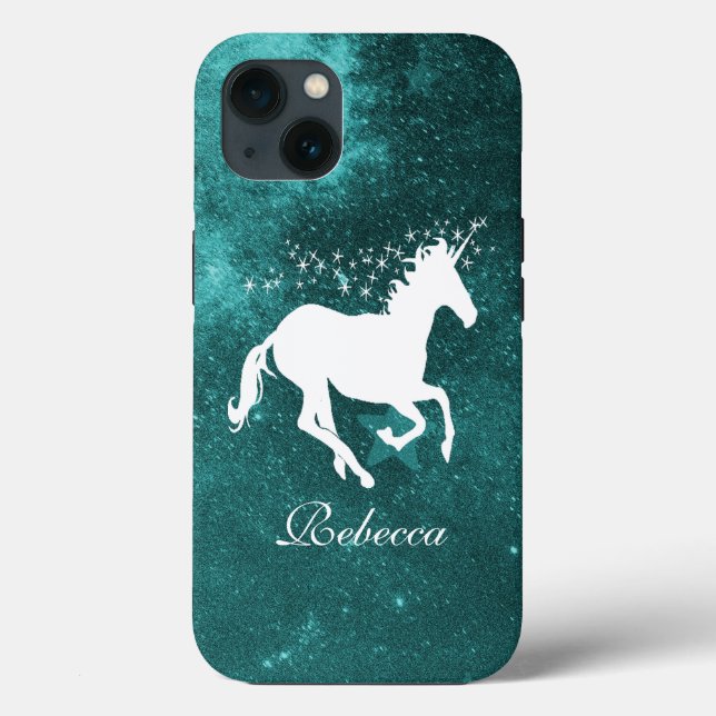 Aquamarines Einhorn Personalisiert Case-Mate iPhone Hülle (Rückseite)