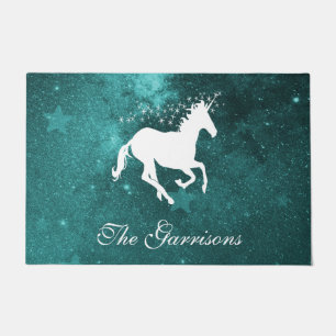 Aquamarines Einhorn Personalisiert Doormat Fußmatte