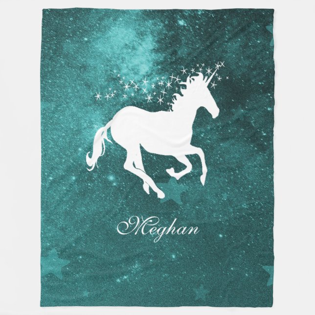 Aquamarines Einhorn Personalisiert Fleece Blanket (Vorderseite)