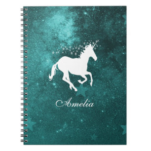 Aquamarines Einhorn-Personalisiert-Notebook Notizblock