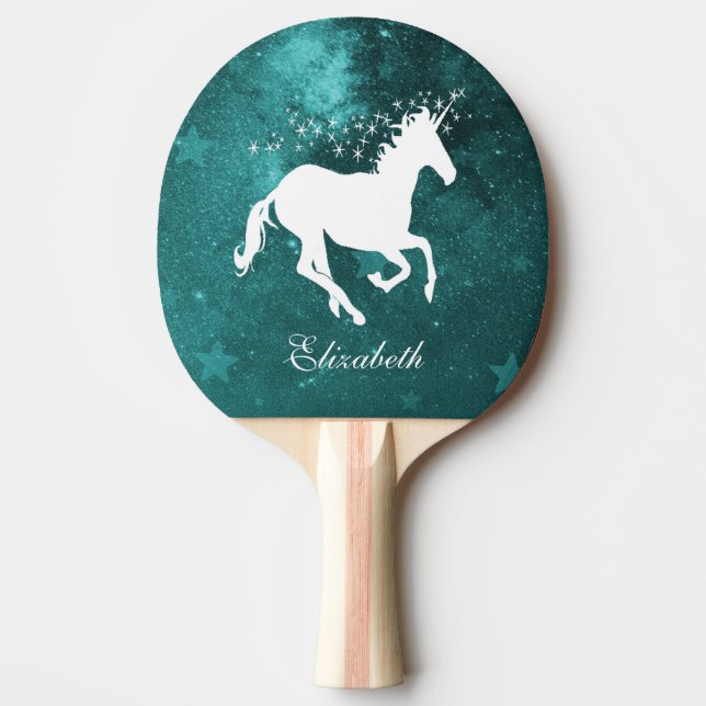 Aquamarines Einhorn Personalisiert Ping Pong Padde Tischtennis Schläger (Vorderseite)