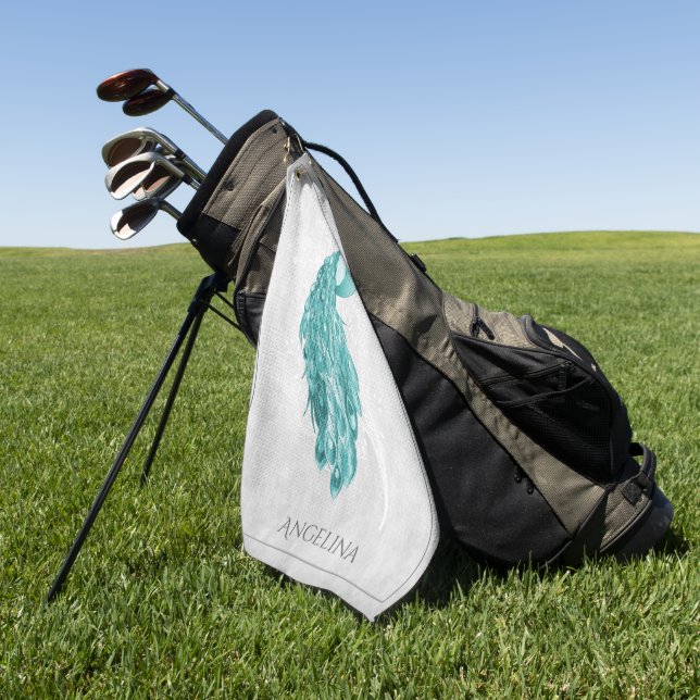 Aquamarines elegantes Peacock Golf Handtuch (Gras)