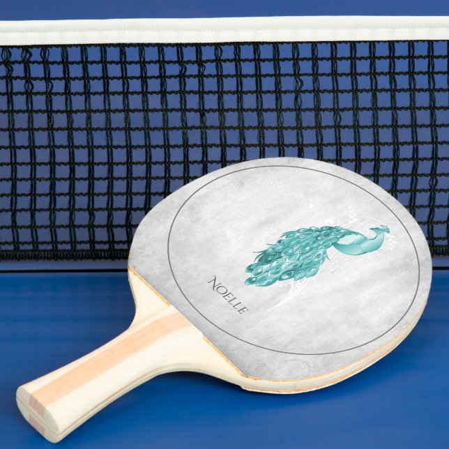 Aquamarines elegantes Pfauenpingpong Paddle Tischtennis Schläger (InSitu)