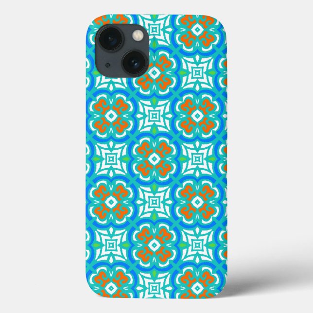 Aquamarines ethnisches Muster Case-Mate iPhone Hülle (Rückseite)