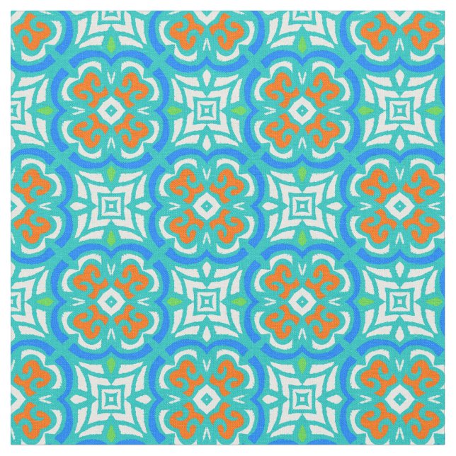 Aquamarines ethnisches Muster Stoff (Nahaufnahme)