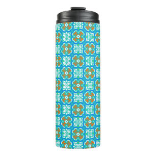 Aquamarines ethnisches Muster Thermosbecher