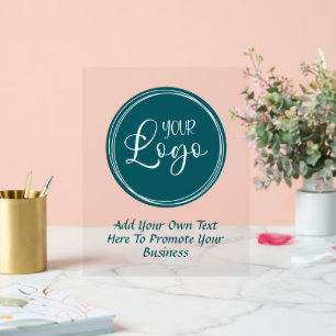 Aquamarines Firmenlogo mit Werbetext Acrylschild