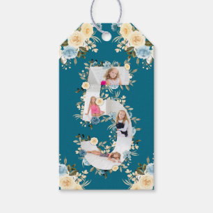 Aquamarines Foto 5. Geburtstag Collage Blue Yellow Geschenkanhänger