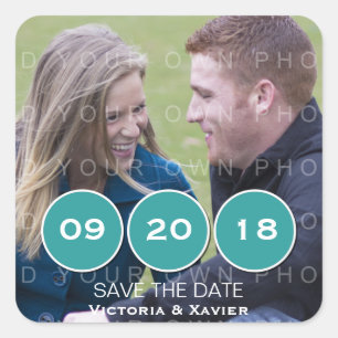 Aquamarines Foto für moderne Kreise Save the Date Quadratischer Aufkleber