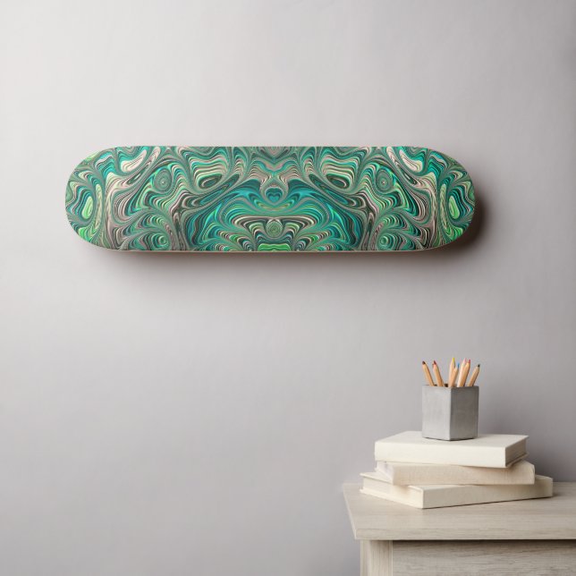 Aquamarines Fraktal Paua Abalone Muschel Themenwel Skateboard (Wandkunst (Horz))